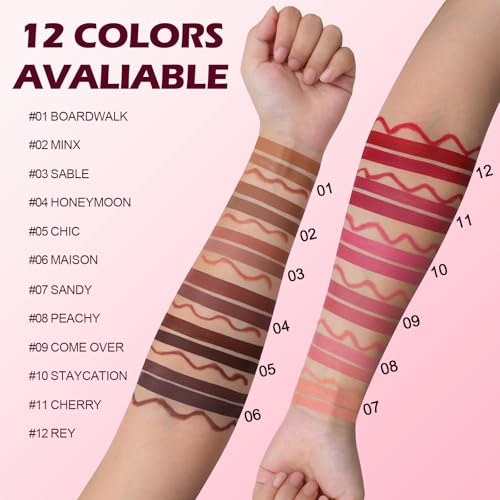 O'CHAIN 3PCS Lip Liner & Lipstick Combo Set, Velvet Matte Lipstick and Matte Liquid Lipstick, Long-Lasting Waterproof and Smudge Proof, Lip Makeup Kit for Women (12 REY)