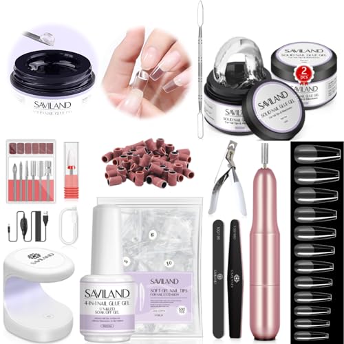 SAVILAND All-in-one Beginner Gel Nail Kit with 30g Solid Glue Gel