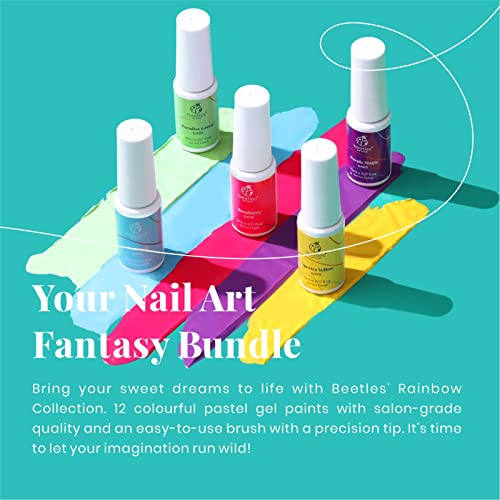 Beetles Gel Polish Nail Art Liner Gel Set Rainbow Pastel Gel Art Paint and Gel Nail Kit Easy Nail Extension Set with 500Pcs Soft Gel Nail Tips Coffin Shape
