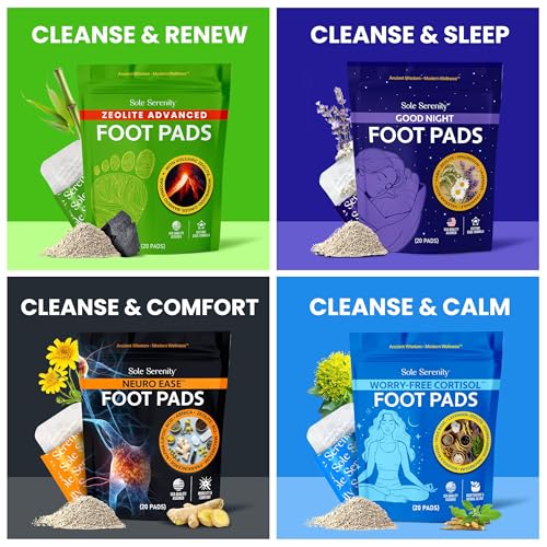 Sole Serenity Worry-Free Overnight Foot Pads for Relaxation with Zeolite, Magnesium, & Holy Basil - 20 Pack