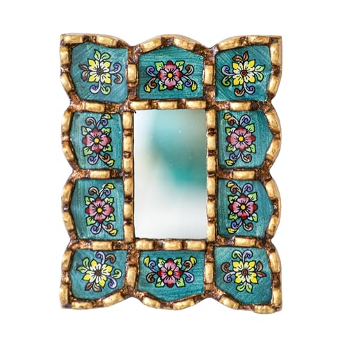 Peruvian Turquoise Rectangle Mirror 6in on The Wall Decor Art | Decorative Wall Hanging rmirror for Home,Farmhouse | Wedding Gift for her, Women (Turquoise)