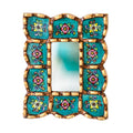 Peruvian Turquoise Rectangle Mirror 6in on The Wall Decor Art | Decorative Wall Hanging rmirror for Home,Farmhouse | Wedding Gift for her, Women (Turquoise)