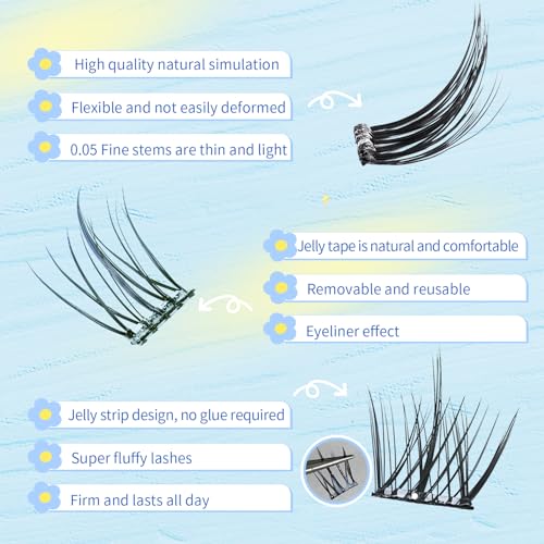 Eyelash Extension Kit - 20 Rows Glue-Free, 205pcs 4-in-1 with Independent Lashes, High Capacity