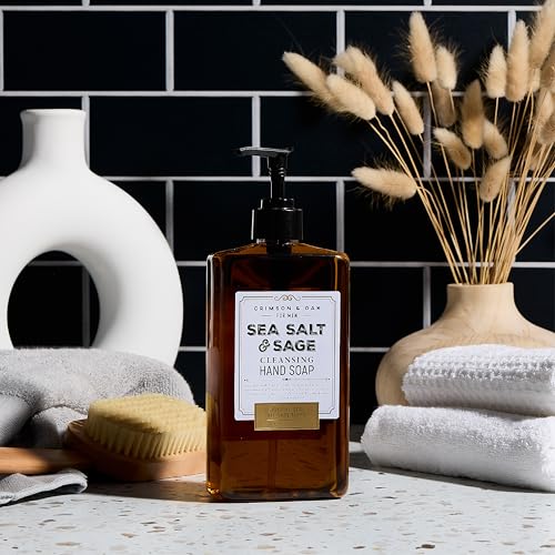 Body Prescriptions Crimson & Oak Men's Deep Cleansing Hand Soap with Pump Dispenser, 17 Fl Oz (Pack of 2), Sea Salt & Sage