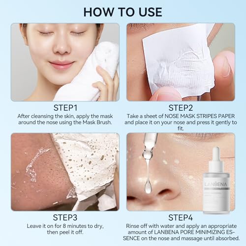 LANBENA Nose Strips for Blackheads (1.76 Oz), 100 pcs Nose Plants Pore Strips, Blackhead Remover Mask, NOTE: Place Bottle in Boiling Water for 5 min to Soften Dry/Solid Cream