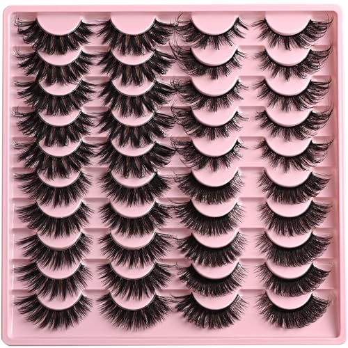 FARRED Lashes Wispy False Eyelashes 4 Styles Cat Eye Fake Lash Strips Big Fluffy Fox Strip Eyelash Pack 20 Pairs Natural Mink Cateye Lashes Natural Looking Wispies Easy Russian Eye Lash for Beginners