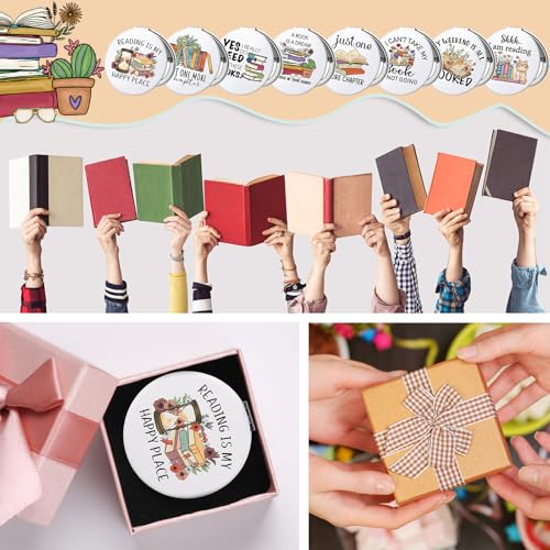 Weysat 8 Pcs Book Club Gifts Book Lovers Compact Mirror for Women Portable Makeup Pocket Mirror for Mother's Day Lovers Teacher Adult Women Librarian Bookish Club Gifts Graduation Party Supplies