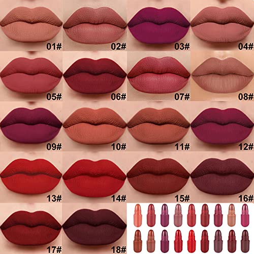 BINGBRUSH 18Pcs Pill Lipstick Capsules Samples Mini Set Makeup, Long Lasting Lip Stain L?piz Labial Rojo Women Red Cute Lip Stick Purse Set Labiales Matte Larga Duracion 24