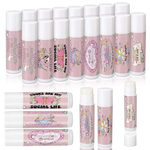 16 Pcs Book Club Lovers Gifts Bookish Book Lip Balms Party Supplies Librarian Bookworms Readers Set for Women Men Small Gifts for Books Club Members