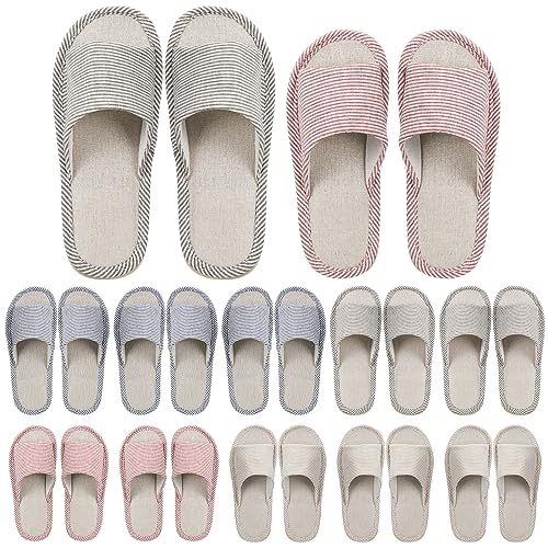 Suhine 12 Pairs House Slipper for Guests Open Toe Spa Slippers Non Slip Indoor Comfortable Breathable Home for Travel Guests Hotel Home Bedroom Unisex