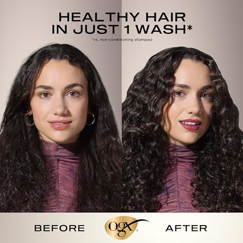 OGX Nourishing + Coconut Milk Moisturizing Conditioner for Strong & Healthy Hair, with Coconut Milk, Coconut Oil & Egg White Protein, Paraben-Free, Sulfate-Free Surfactants, 25.4 fl oz