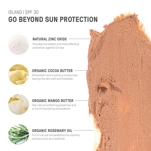 Raw Element Ultra-Moisturizing Tinted Face Cream, Non Toxic Mineral Face Sunscreen, Daily Tinted Moisturizer, Non-Nano Zinc Oxide, Reef Friendly, All Ages, SPF 30, 1.8 oz, Island, Pack of 1
