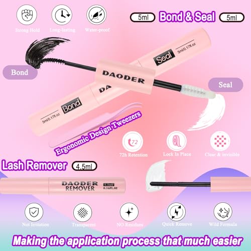DAODER Wispy Lash Extension Kit 640Pcs Cluster Lashes Natural Look, Short Lash Clusters Kit 9-13mm 30D 40D 50D 60D D Curl Individual Lashes Kit with Lash Bond Seal Remover(30D+40D+50D+60D Kit 9-13mm)