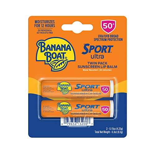 Hawaiian Tropic Mineral Powder Sunscreen Brush SPF 30 & Banana Boat Sport Ultra Lip Balm SPF 50 Twin Pack