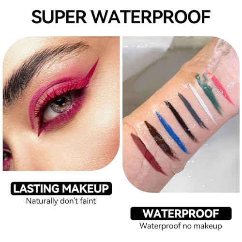 Eyeliner Gel Set,Long Lasting Waterproof With 5.51 IN Long Eyeliner Brush,High-Intensity Pigments Smudge-Proof Eye Liner Makeup Creamy Gel 5G-Black