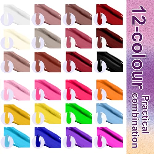 Gradient Painting Gel Set, 24 Bright Pink Blue Colors Ombre Gel Nail Polish for Pigment Pat Nail Gel Kit, Silky Texture, French Manicure DIY Nail Art, No-wipe Soak of UV