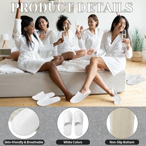 JarThenaAMCS 60 Pairs White Disposable Slippers Non Slip Spa Slippers Fluffy Closed Toe for Indoor Travel Hotel Home Party Guests Supplies