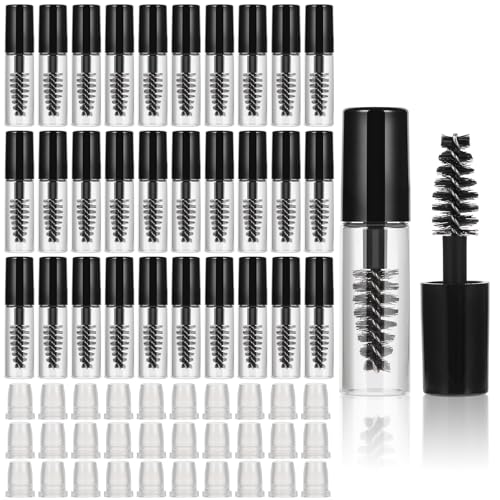 30Pcs Empty Mascara Tube with Eyelash Wand 2ml Mascara Bottles with Brush Rubber Inserts Mini Eyelashes Cream Container Bottle for Travel Small Sample Size Eyelash Growth packing