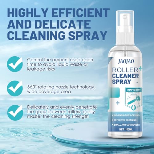 JAOJAO Roller Cleaner Spray, Effective Cleansing Gentle Care Convenient Design Avoid Blockage and Damage Extend Instrument Life for Roller Instrument 100ml