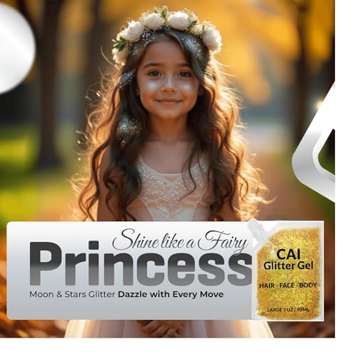 Face, Body & Hair Glitter Gel ? Halloween Glitter for Kids and Women ? 3 Oz Cosmetic-Grade Gel w/Moon & Stars for Festivals & Halloween Party, Easy Apply & Wash Off - Rose 1Pack