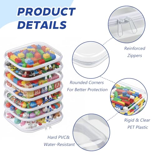 Dimore 9 Pack Medium Clear Hard Shell Zipper Case, 9.5x7x2 Inch Versatile PVC Organizer Box with Zipper, Multi-Purpose Storage Pouch for Makeup, Toiletries, Office Supplies, Chargers