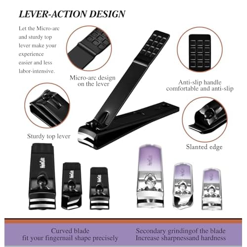 Nail Fingernail Toenail Clippers Set - Separate Personal Nail Cutter Set for Men and Women, Travel Finger Nail Clippers Adult Toe Nail Clipper Kit, Wedding Gifts Idea Engagement Gifts for Couples