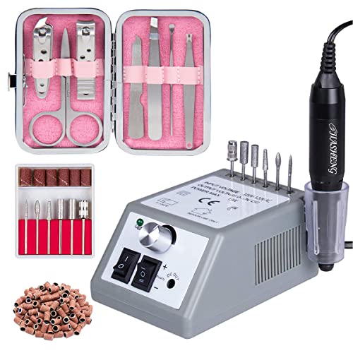 Nail Drill Machine, Electrci Nail File Drill for Acrylic Nails, Professional Nail Drill with Manicure Nail Clipper Set, Stainlees Steel Grooming Kit