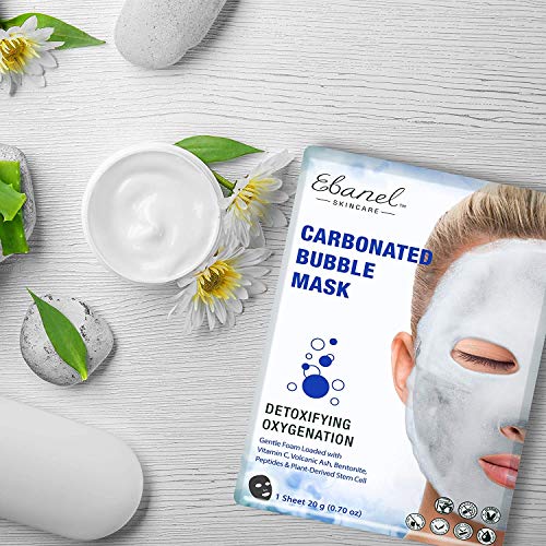 Ebanel 10 Pack Carbonated Bubble Clay Mask, Deep Cleansing Face Mask, Volcanic Ash and Bentonite Clay Masks with Collagen Peptides, Vitamin C, Hyaluronic Acid, Niacinamide