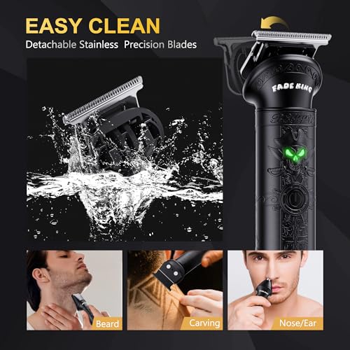 FADEKING¢ç Professional Hair Clippers for Men - Cordless Beard Trimmer for Men, LCD Display Hair Clippers and Trimmer Set for Barber Haircut & Mens Grooming with Travel Case(Black)