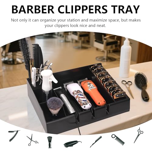 Professional Barber Tray Station ? Multi-Functional Hair Clipper & Trimmer Holder with Detachable Design, Non-Slip Base (12.87" x 8.9")