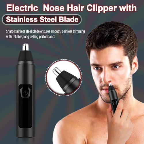 Nose Hair Trimmer for Men Women - Electric Nose Hair Clipper with Replaceable Stainless Steel Blade, Powerful 6500RPM Motor, Wet/Dry Use, Portable USB Rechargeable Design | Black