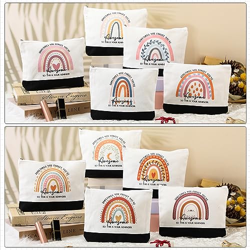 Sieral 30 Pcs Rainbow Canvas Makeup Bags Bulk Employee Appreciation Gifts Inspirational Womens History Month Cosmetic Bags Thank You Gift for Nurse Teacher Coworker Office Must Haves(Cute)