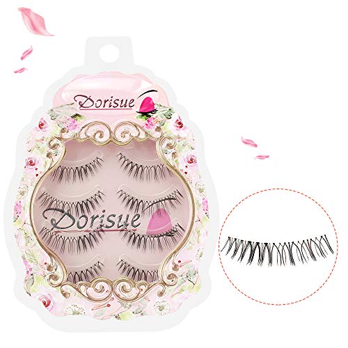 Black & Brown Mixed Strip Lashes?Reusable 15 Times, Ultra-Thin Band for Small/Monolid Eyes, Realistic 2-Tone Blend for Daily Natural Look 4-Pair