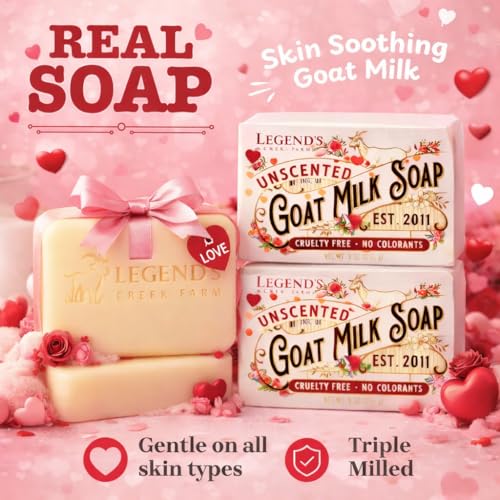 Legend's Creek Farm Goat Milk Soap - Triple Milled Cleansing Moisturizing Bar for Hands and Body - 9 Oz Creamy Lather, Nourishing, Natural Soap for Sensitive Skin (Unscented, Pack of 1)