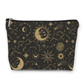 huester Black Golden Sun and Moon Star Witchy Makeup Bag, Moon Make Up Bag, Tarot Cosmetics Bag, Cosmetic Bags Travel Makeup Pouch Astrology Witchy Gifts for Purse Women Girls Sister Mom