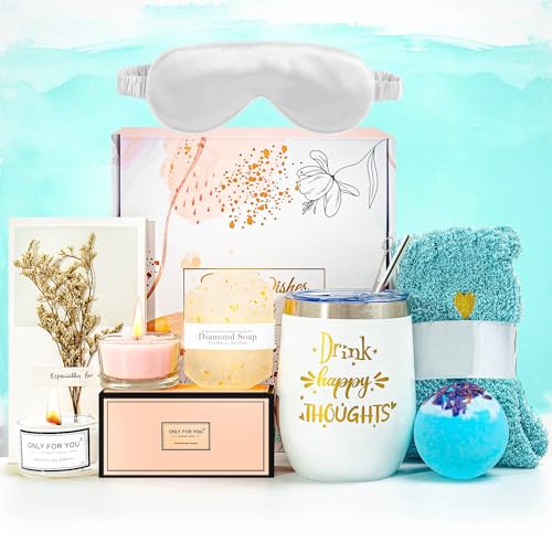 Birthday Gifts for Women Gif Ideas Best Friend-Relaxing Spa Gift Box Basket for Her, Mom, Female Friends,Get Well Soon Self Care Gift for Wome,Unique Gifts for Women Who Have Everything (White)