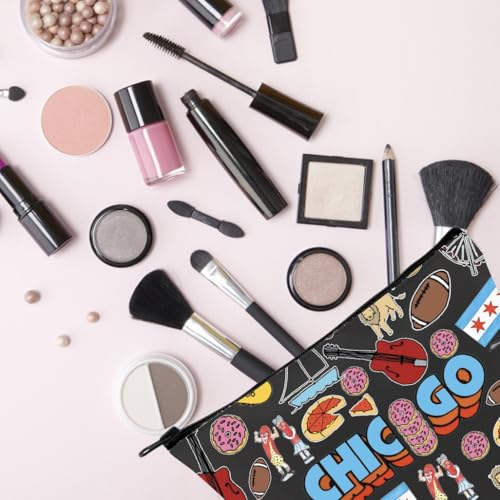 TSOTMO Chicago Souvenir Gift Chicago Welcome Makeup Bag Chicago Travel Zipper Pouch Bag (Chicago bag)