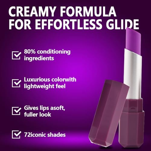 Magenta Purple Red Matte Creamy Lipstick for Women, Longwear Lip Gloss Face Paint Stick, Lip Stick Stain Long Lasting Waterproof Easy Application Full Coverage Velvet Gloss for Party Halloween Makeup