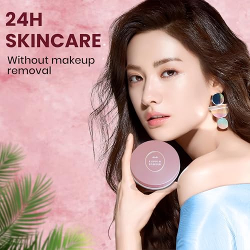 Club Suppin Translucent Setting Powder Foundation & Overnight Skincare, Makeup Setting Powder & Finishing Powder for Face with Shea Butter, Amino Acids & Aloe Extract by Japanese Skincare PASTEL ROSE