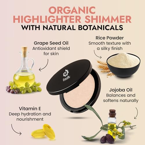 Organic Highlighter Makeup Powder, Diamond Dust - Talc-Free, Lightweight & Vegan Shimmer Highlighter for Radiance on Face, Body & Collarbone - No Paraben, Cruelty-Free, Made in USA