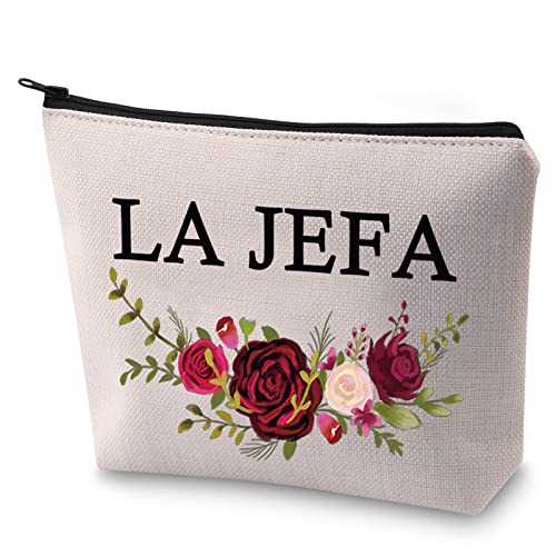 BLUPARK Boss Lady Gift La Jefa Makeup Bag Mexicana Gift Latina Boss Cosmetic Bag for Girl Boss (LA JEFA)