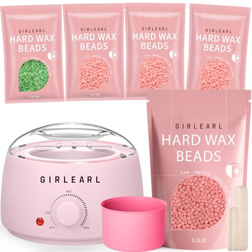 Waxing Kit + 2.5lb Rose Wax Beads for Women and Men, Brazilian Bikini Hard Wax for Coarse Hair Full body Legs, Face and Underarms at Home Waxing Beads for Sensitive Skin