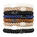L. Erickson Brown and Black Hair Ties for Thick Hair, Grab & Go Ponytail Holders, 8 Pack, Classic, Thick No-Crease Bands with Strong Hold, Damage-Free Design, Everyday Neutral Style
