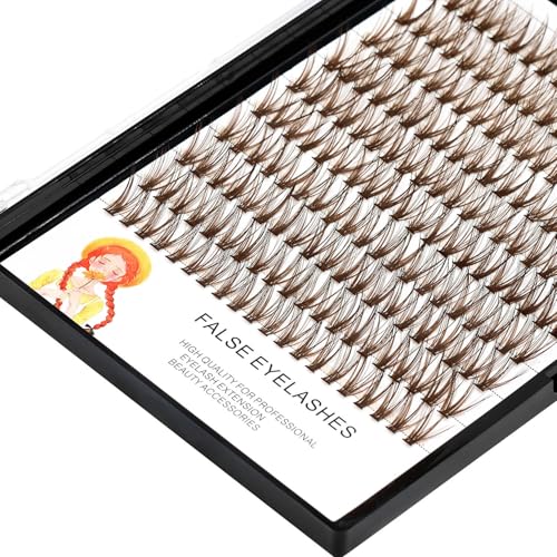 Grafting 20Roots Brown Color Makeup Cluster Eyelashes Thickness 0.07mm D Curl Individula False Eyelashes Dramatic 3D Volume Eye Lashes Extensions 10-20mm to Choose (13mm)