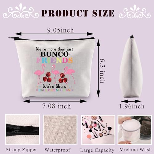 BDPWSS Bunco Gift Flamingo Makeup Bag We're More Than Just Bunco Friends Funny Bunco Gang Gift Dice Game Bunco Player Gift (Bunco Friends)