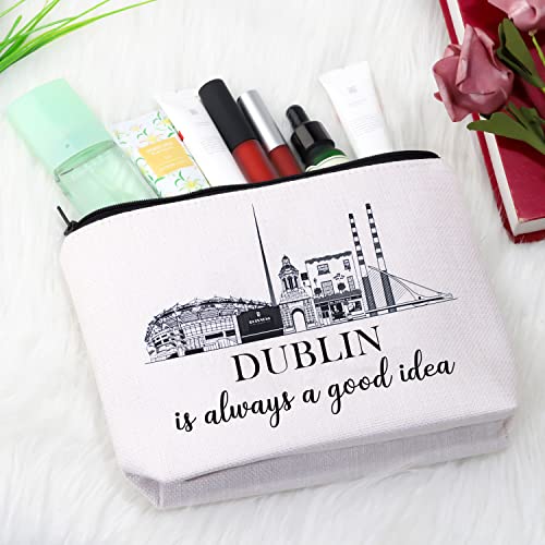 GJTIM Dublin Holiday Vacation Trip Surprise Gift UK Travel Gift Ireland Vacation Gift Dublin Ireland Travel Souvenir Gift Travel Makeup Bag For Irish Lovers (Good Idea Dublin Bag)
