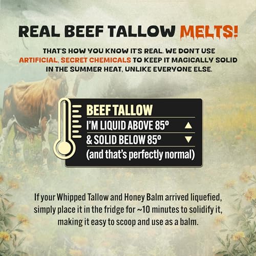 Whipped Beef Tallow and Honey Moisturizer for Skin, Face, Lips, Body - Lavender Scent