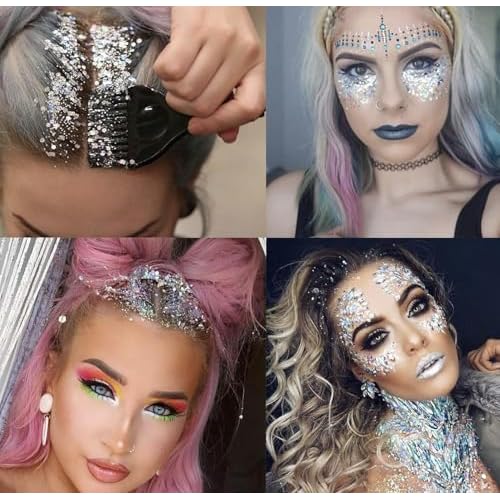 Silver Holographic - Body Glitter Gel for Body, Face, Hair - Vegan & Cruelty Free - Electric Bliss Beauty (Holographic Silver)