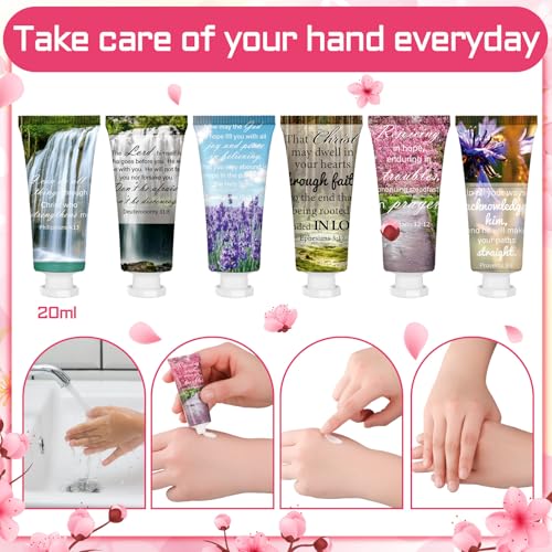 Leelosp 48 Pcs Christian Hand Cream Bulk for Women Bible Verse Hand Lotion Gifts Mini Travel Size Lotion Christian Gifts for Women Skin Dry Bible for Mom Grandma Christmas Holiday