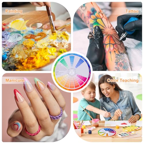 Color Wheel, Creative Color Wheel, Paint Mixing Learning Guide, Art Class Teaching Tool for Makeup Blending Board Chart Mix Colours 9.1 Inch